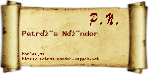 Petrás Nándor névjegykártya