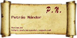Petrás Nándor névjegykártya