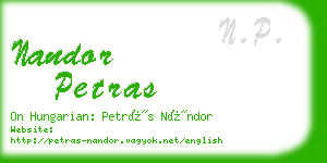 nandor petras business card